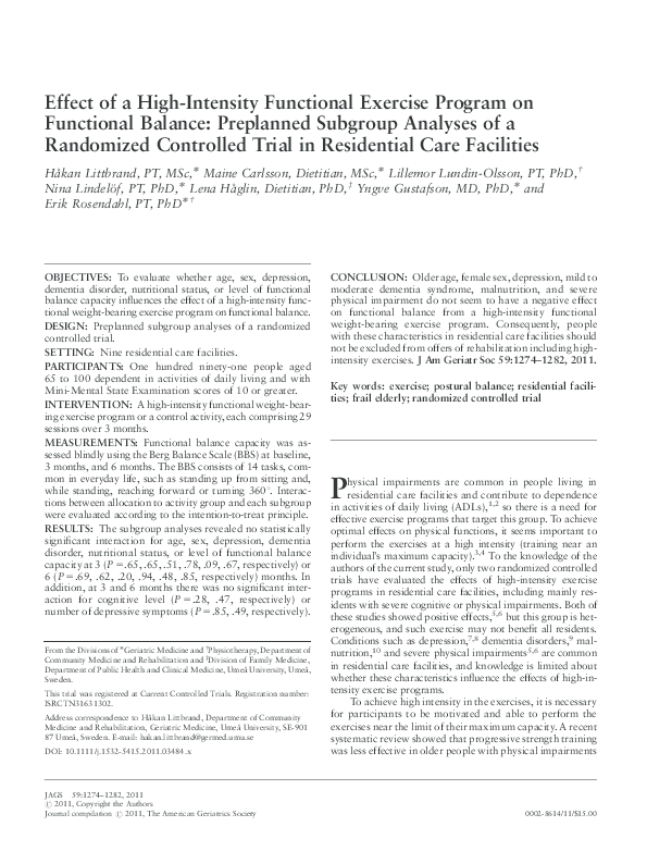 (PDF) Effect of a High-Intensity Functional Exercise Program on ...