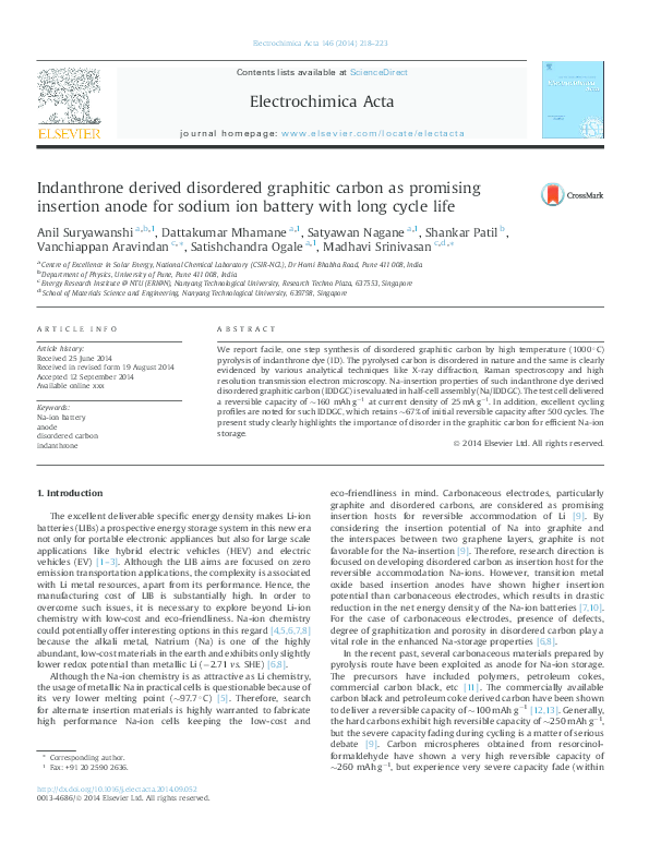 (PDF) Indanthrone derived disordered graphitic carbon as promising ...