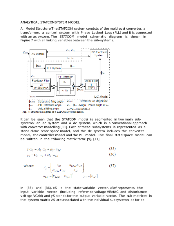 (DOC) ANALYTICAL STATCOMSYSTEM MODEL