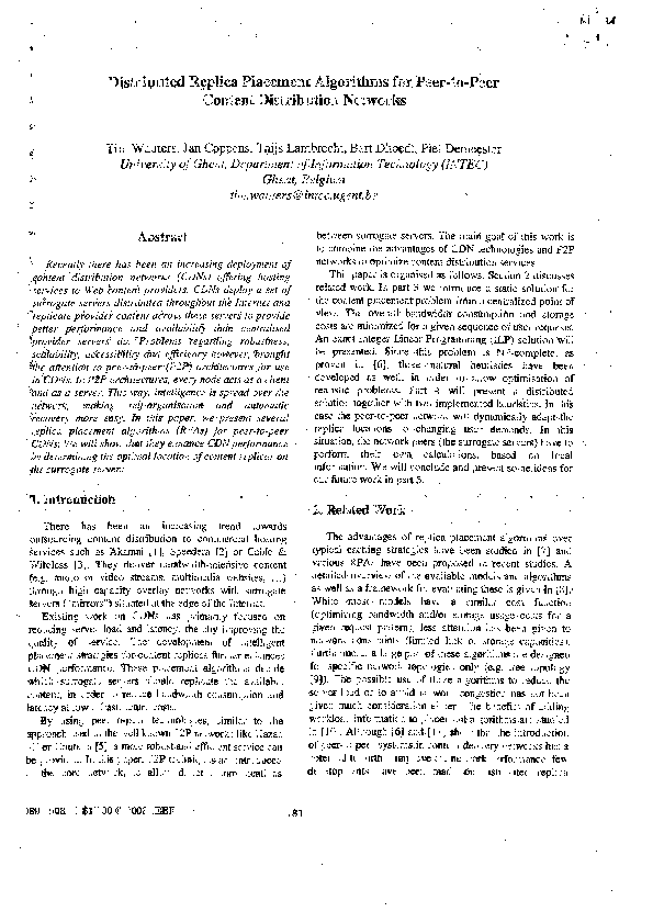 (PDF) Distributed replica placement algorithms for peer-to-peer content ...