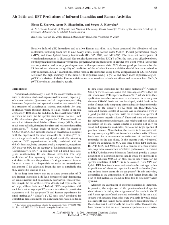 (PDF) Ab Initio and DFT Predictions of Infrared Intensities and Raman ...