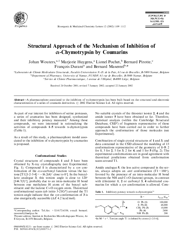 (PDF) Structural approach of the mechanism of inhibition of α ...
