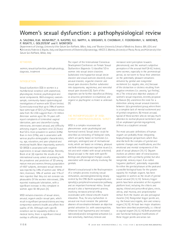 (PDF) Women's sexual dysfunction: a pathophysiological review