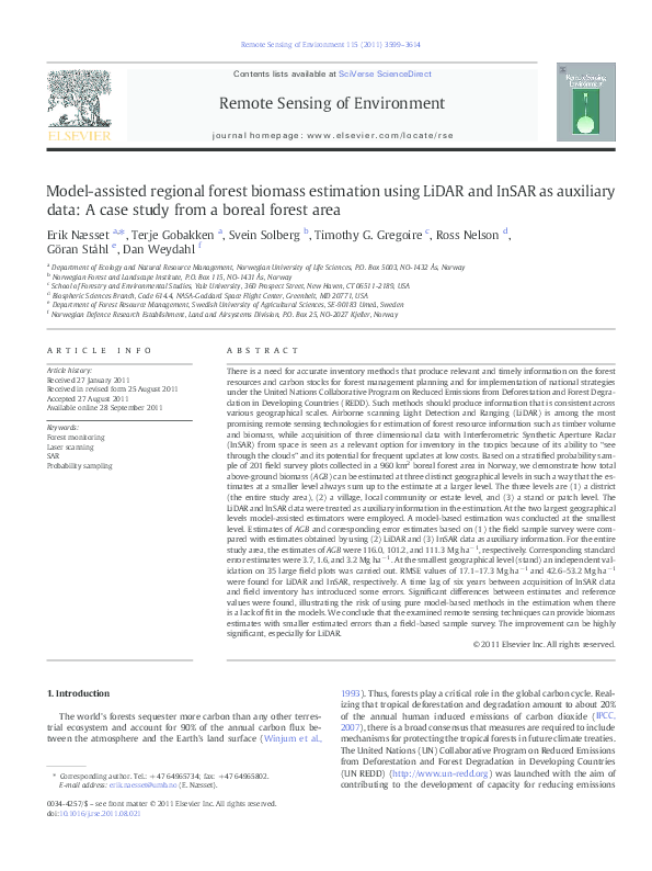 (PDF) Model-assisted regional forest biomass estimation using LiDAR and ...