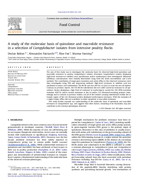(PDF) A study of the molecular basis of quinolone and macrolide ...