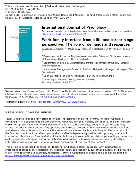 (PDF) Workfamily interface from a life and career stage perspective