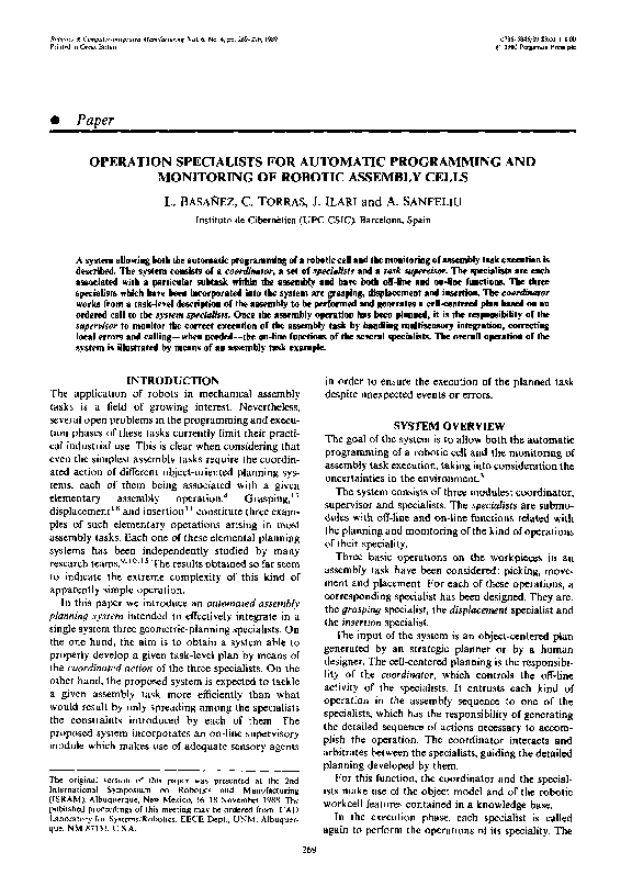 (PDF) Operation specialists for automatic programming and monitoring of ...