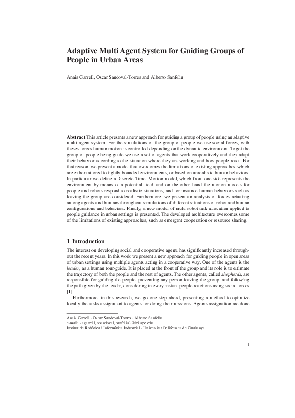 (PDF) Adaptive Multi Agent System for Guiding Groups of People in Urban ...