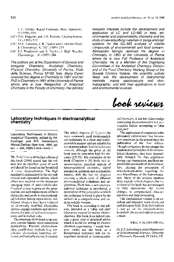 (PDF) Laboratory techniques in electroanalytical chemistry