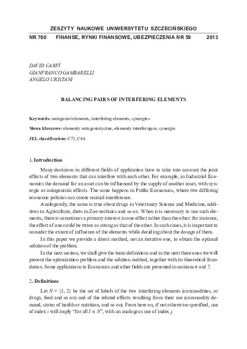 (PDF) Balancing pairs of interfering elements