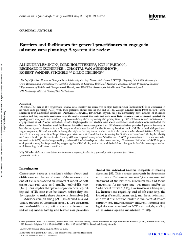 (PDF) Barriers and facilitators for general practitioners to engage in ...