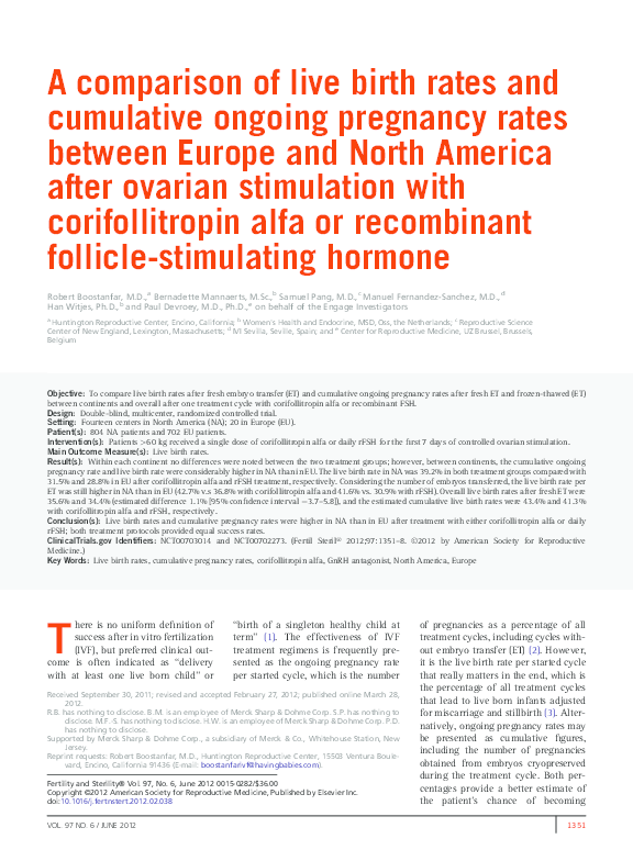 (PDF) A comparison of live birth rates and cumulative ongoing pregnancy ...