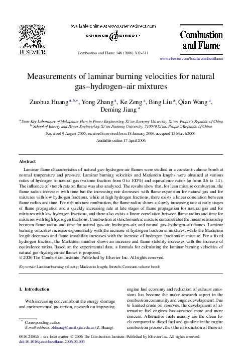 (PDF) Measurements of laminar burning velocities for natural gas ...