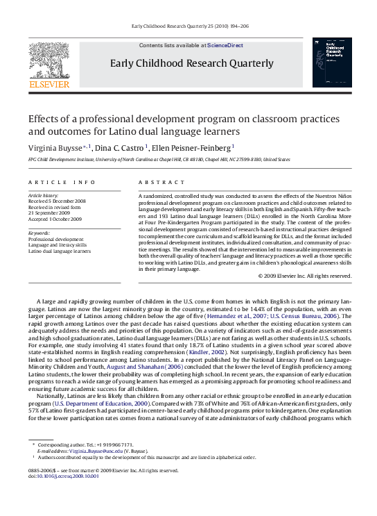 (PDF) Effects of a professional development program on classroom ...