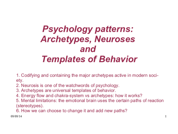(PDF) Psychology patterns: Archetypes, Neuroses and Templates of Behavior