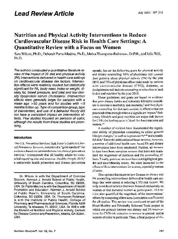 (PDF) Nutrition and Physical Activity Interventions to Reduce ...