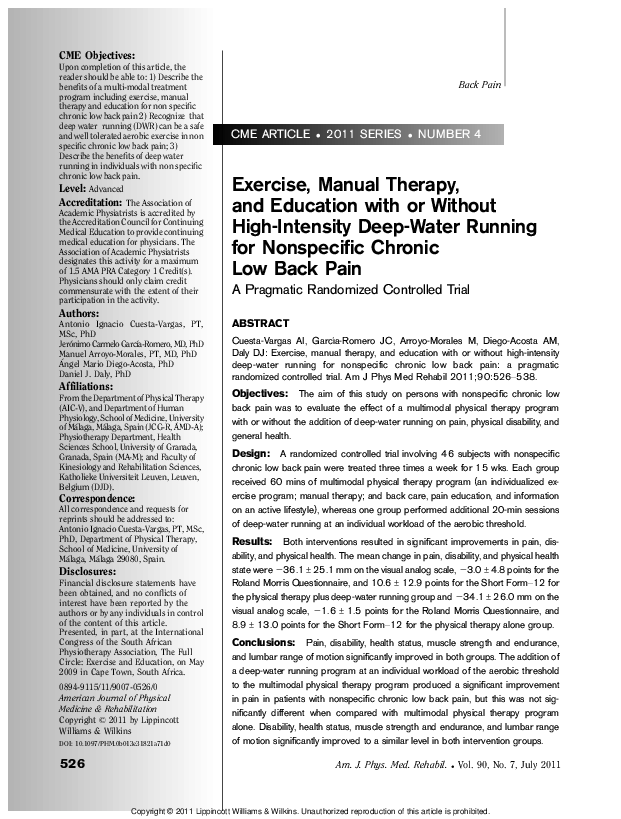 (PDF) Exercise, Manual Therapy, and Education with or Without High