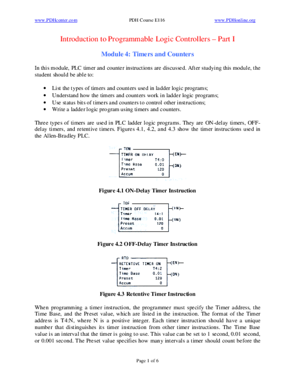 (PDF) Introduction to Programmable Logic Controllers – Part I