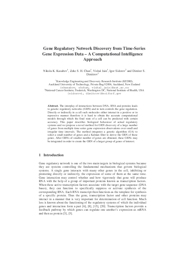 (PDF) Gene Regulatory Network Discovery from Time-Series Gene ...