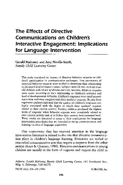(PDF) The Effects of Directive Communications on Children's Interactive ...