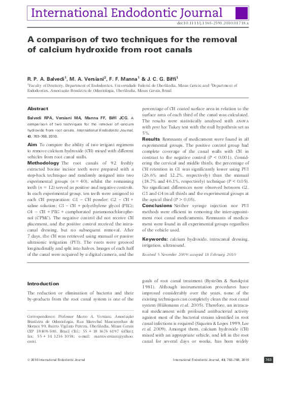 (PDF) A comparison of two techniques for the removal of calcium ...