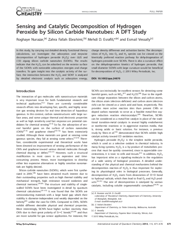 (PDF) Sensing and Catalytic Decomposition of Hydrogen Peroxide by ...