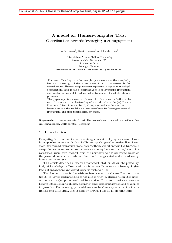 (PDF) A Model for Human-Computer Trust