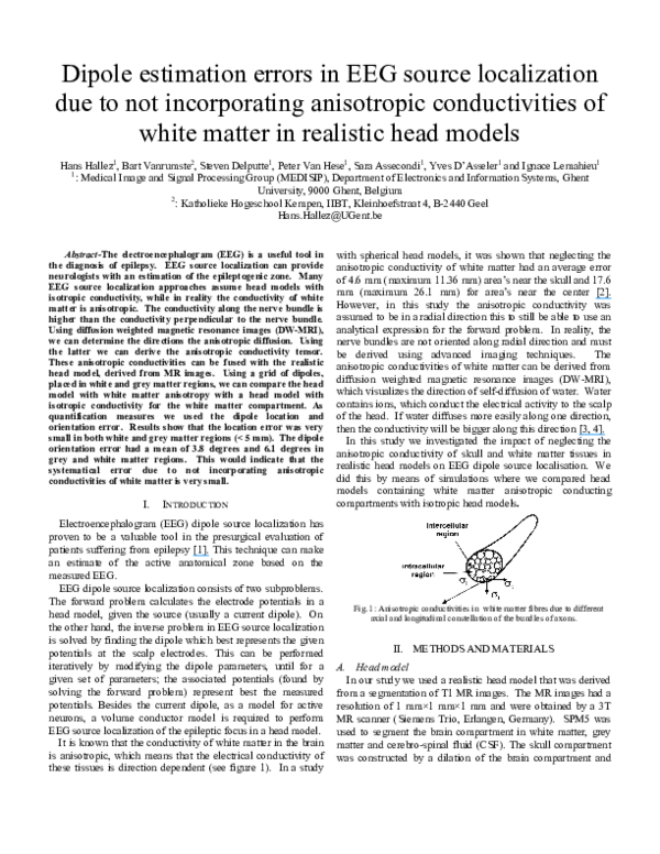 (PDF) Dipole estimation errors in EEG source localization due to not ...