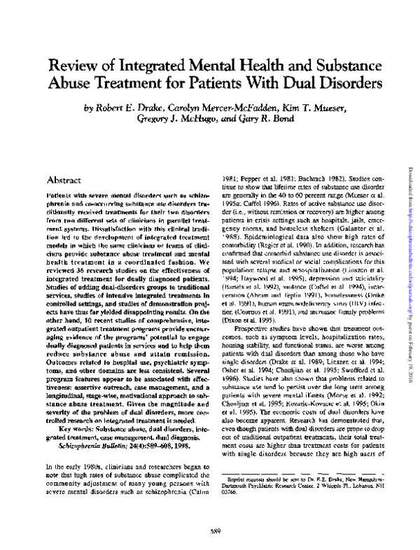 (PDF) Review of Integrated Mental Health and Substance Abuse Treatment ...