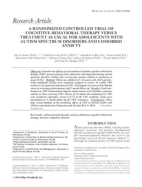 (PDF) Randomized Controlled Trial of a Cognitive-Behavioral ...