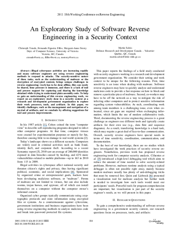 (PDF) An Exploratory Study of Software Reverse Engineering in a ...