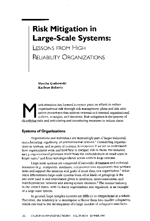 (PDF) Risk Mitigation in Large-Scale Systems