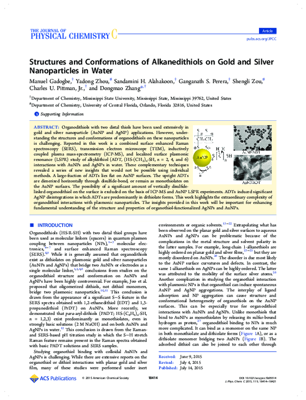 (PDF) Structures and Conformations of Alkanedithiols on Gold and Silver ...