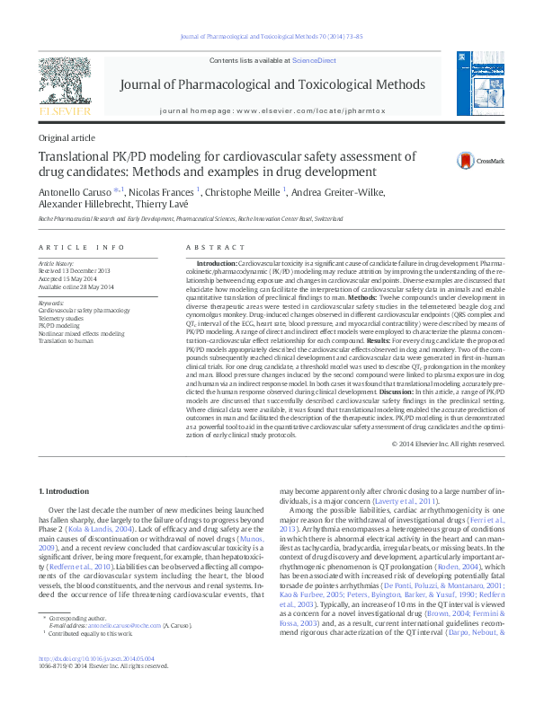 (PDF) Translational PK/PD modeling for cardiovascular safety assessment ...