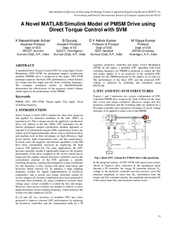 (PDF) A Novel MATLAB/Simulink Model of PMSM Drive using Direct Torque ...