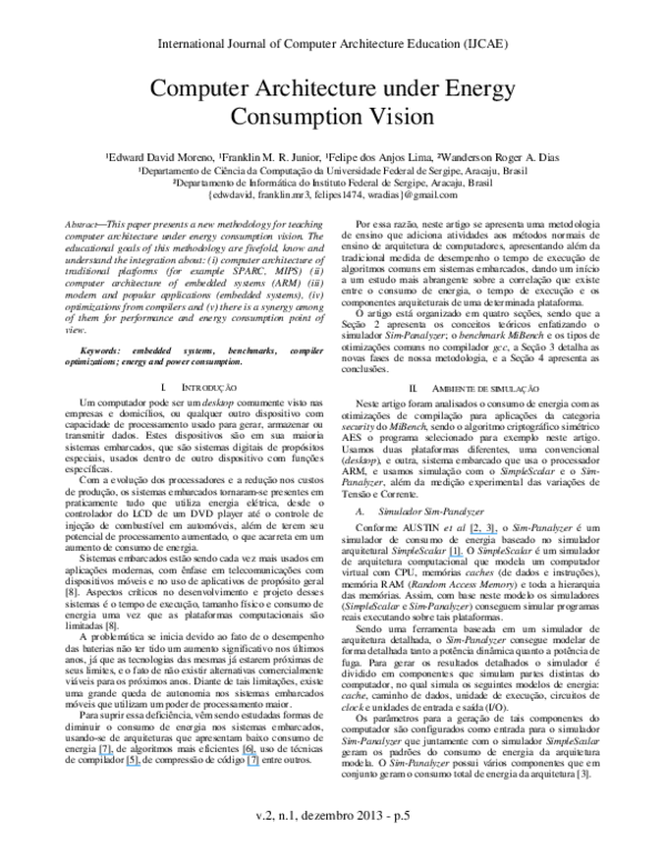 (PDF) Computer Architecture under Energy Consumption Vision | Wanderson ...