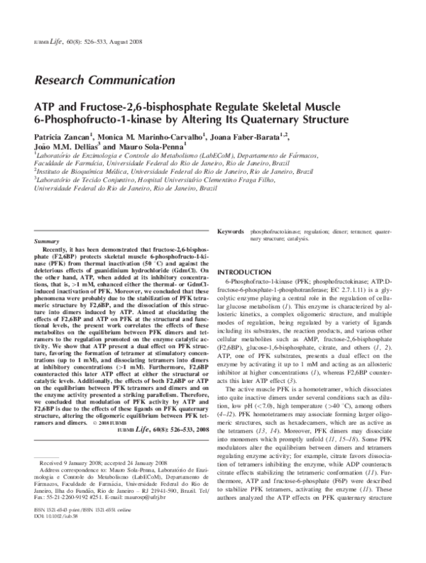(PDF) ATP and fructose‐2, 6‐bisphosphate regulate skeletal muscle 6 ...