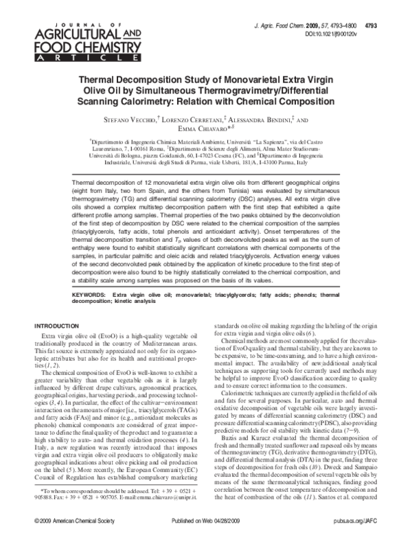 (PDF) Thermal Decomposition Study of Monovarietal Extra Virgin Olive ...