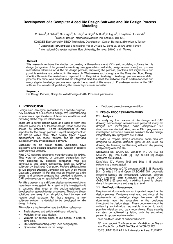 (PDF) Development of a Computer Aided Die Design Software and Die ...