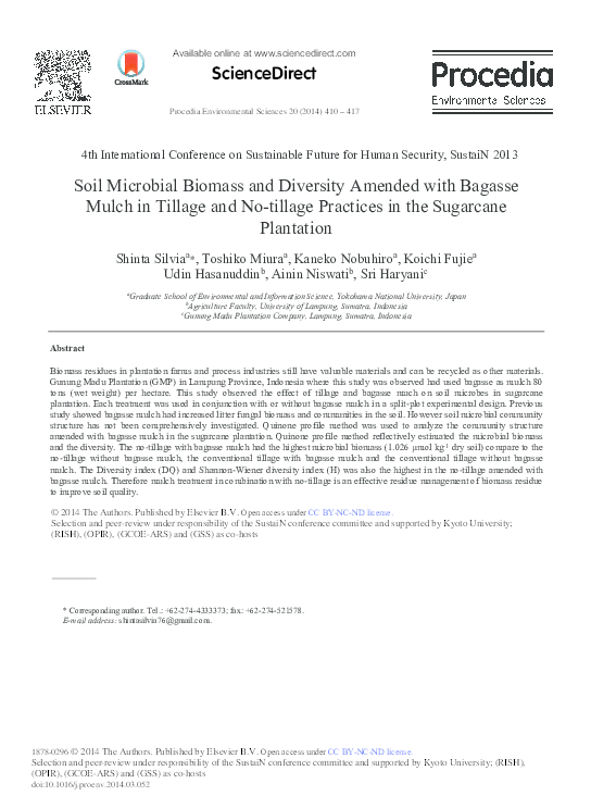 (PDF) Soil Microbial Biomass and Diversity Amended with Bagasse Mulch ...