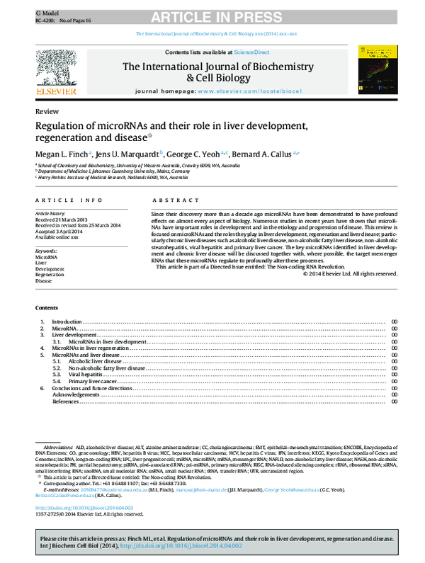 (PDF) Regulation of microRNAs and their role in liver development ...