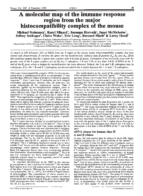 (PDF) A molecular map of the immune response region from the major