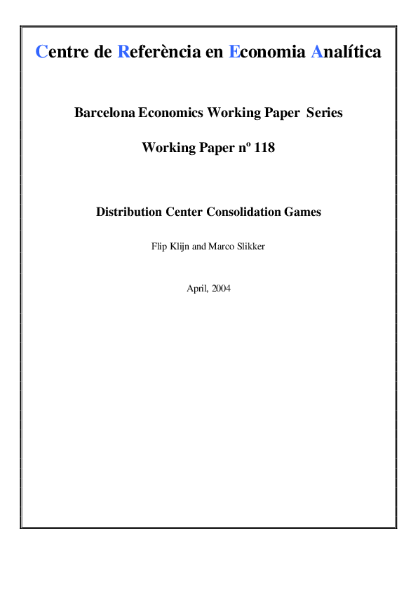 (PDF) Distribution center consolidation games Flip Klijn Academia.edu