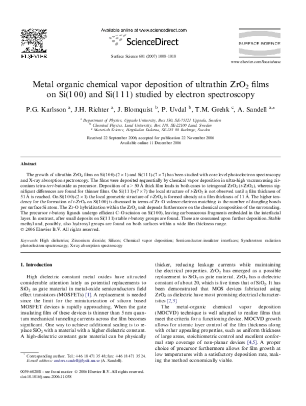 (PDF) Metal-organic chemical vapor deposition of ultra-thin ...