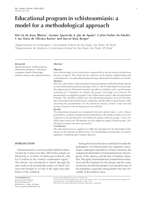 (PDF) [Educational program in schistosomiasis: a model for a ...