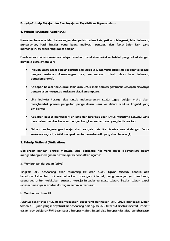 (DOC) Prinsip-Prinsip Belajar dan Pembelajaran Pendidikan  