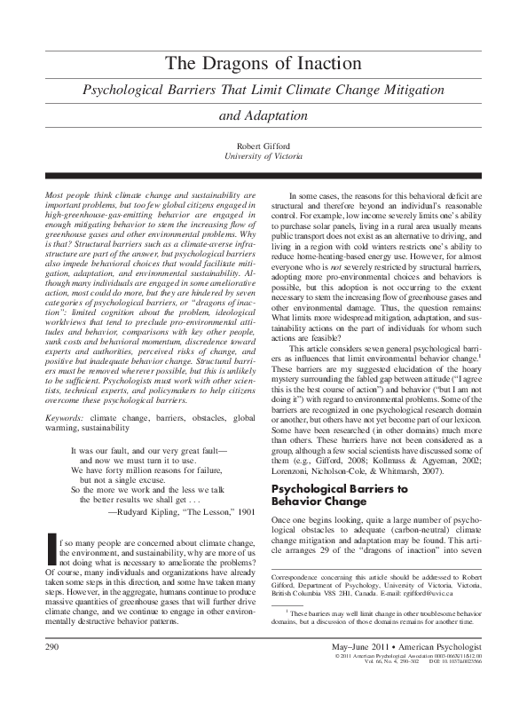(PDF) The dragons of inaction Psychological barriers that limit
