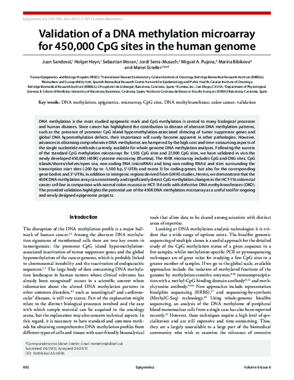 (PDF) Validation of a DNA methylation microarray for 450,000 CpG sites ...