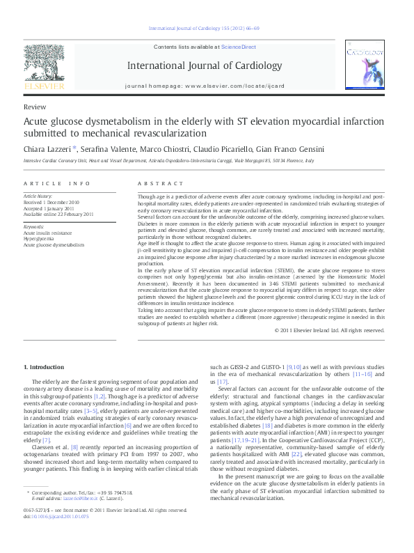 (PDF) Acute glucose dysmetabolism in the elderly with ST elevation ...