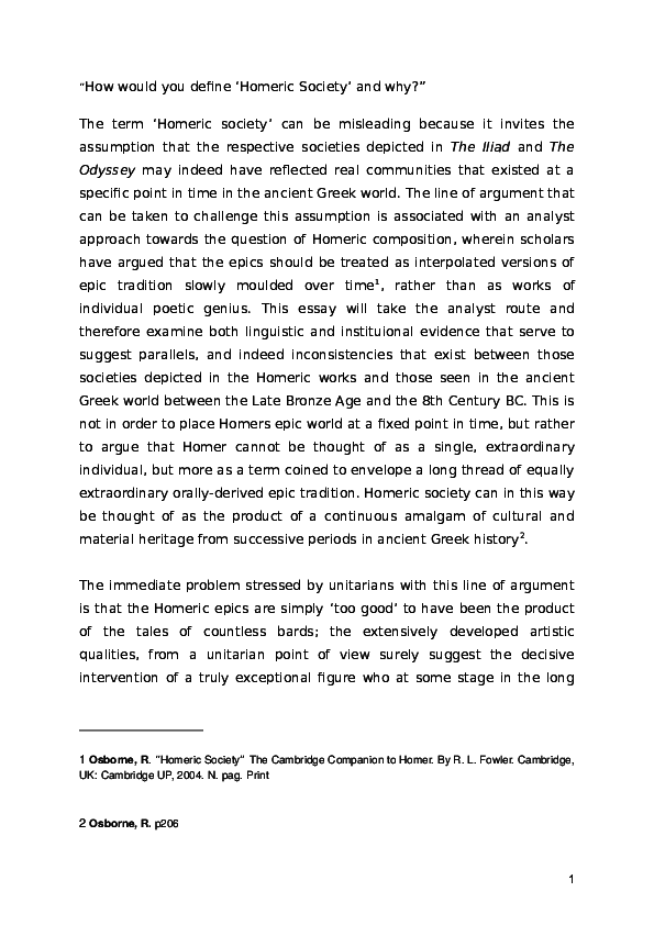 Doc How Would You Define Homeric Society And Why Jack - 